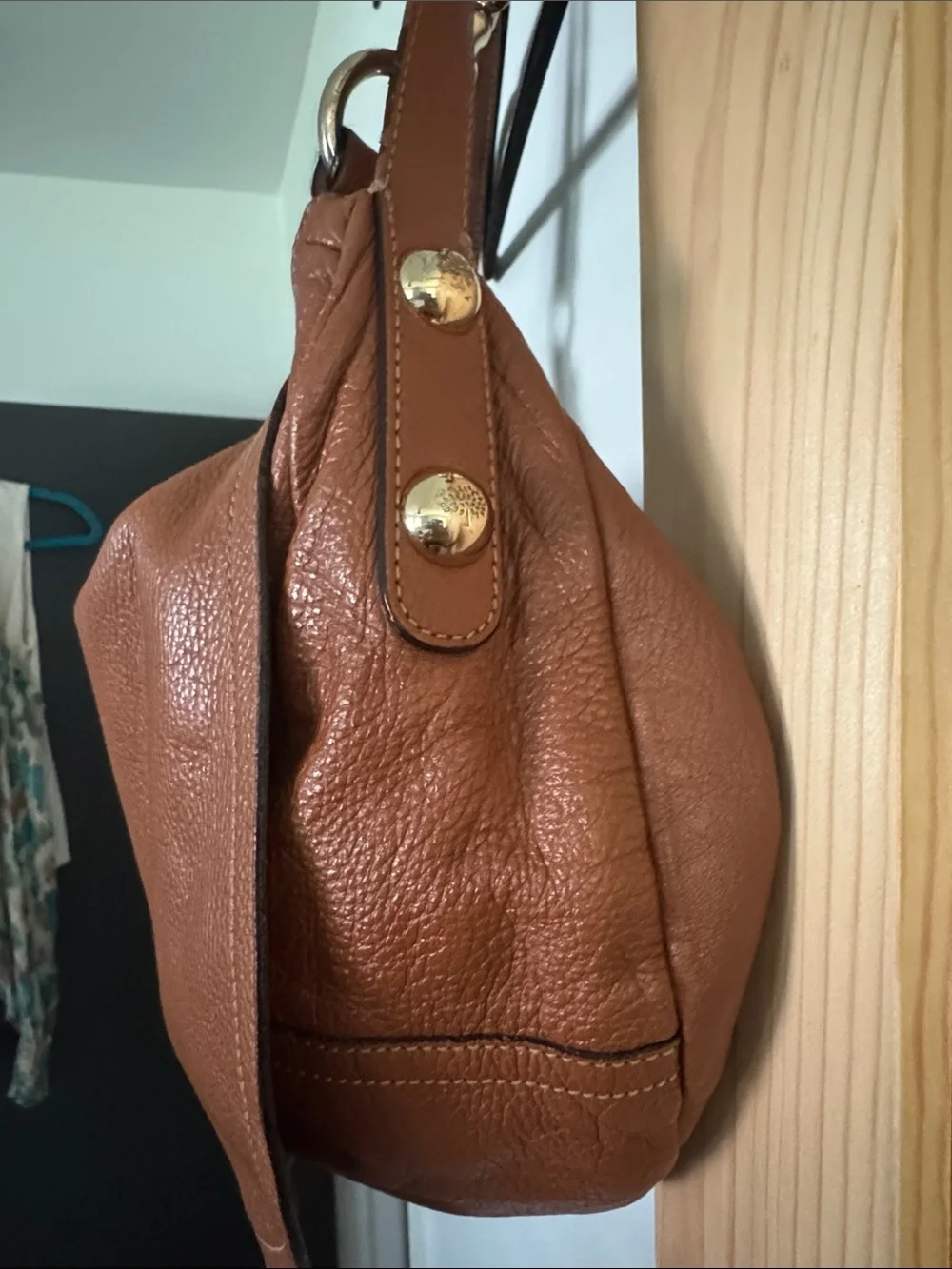 Mulberry Tan Leather Daria Hobo Bag - Signature Tree Plaque